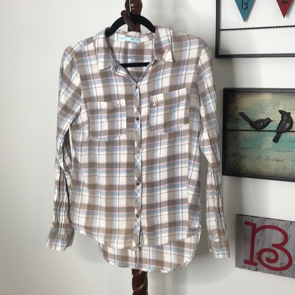 Maurice’s Tan Plaid Button Collared Shirt